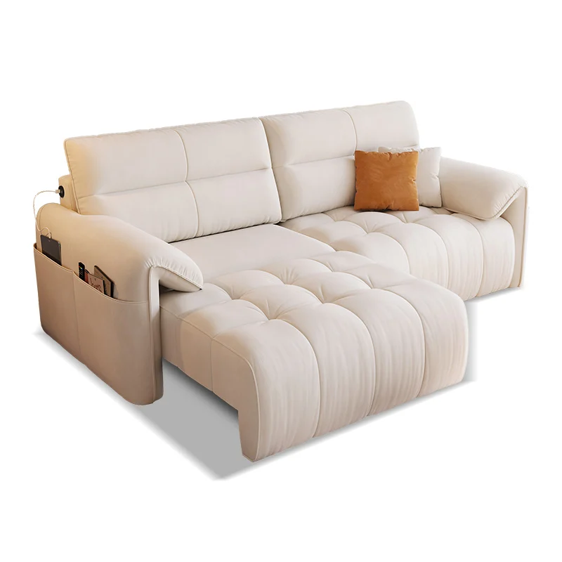#@ 2025 Model Cream Multifunctional Electric Reclining Sofa Bed Dual-Use Sleepable Extendable Zero-Back Wall Modern for Living