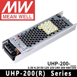 Mean Well UHP-200/200R-3.3/4.2/5/12/15/24/36/48/55 LED Power meanwell Fanless design 200W Slim Type PFC Switching Power Supply