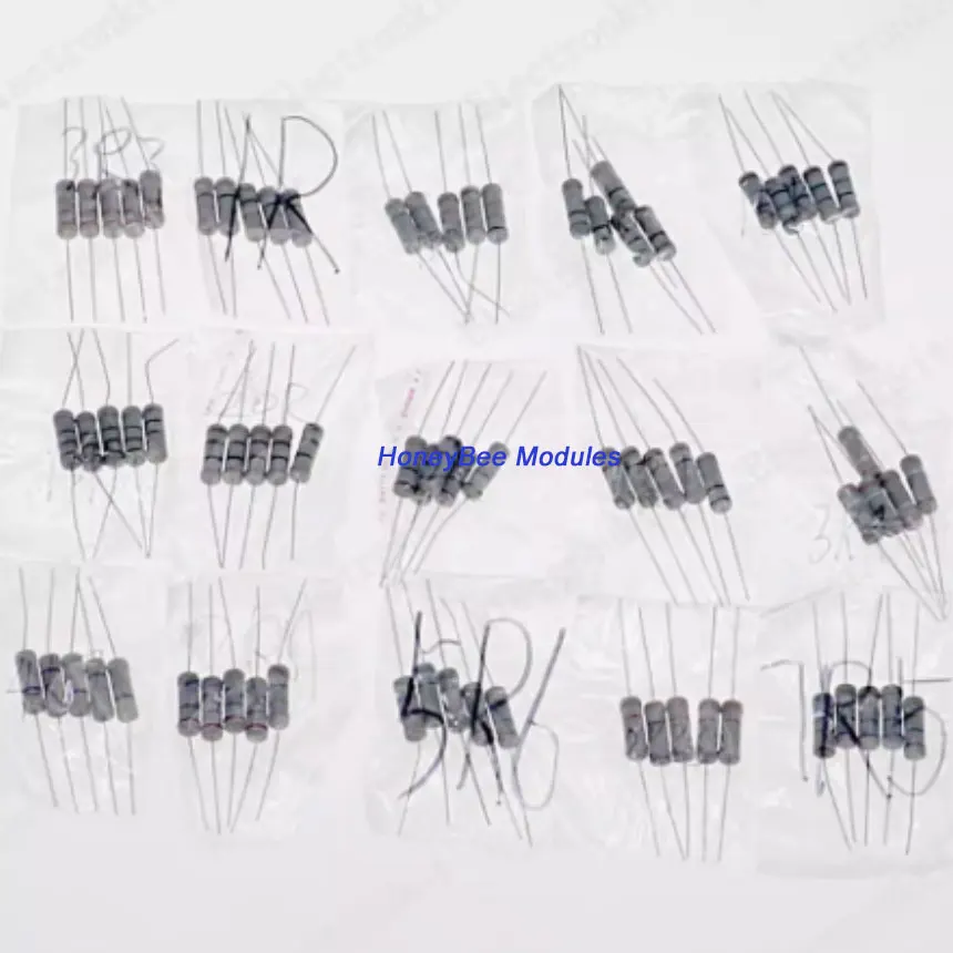 75pcs 5pcs each of 15 resistances 3W Carbon Film Resistor Pack 0.1Ohm-20Ohm Commonly Used Resistor Component Packs