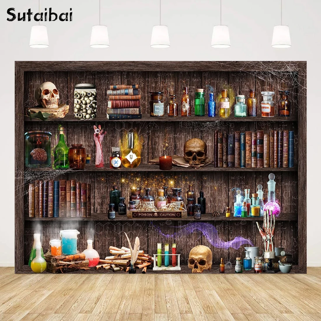 Mad Scientist Laboratory Backdrop for Kids Boy Halloween Spooktakular Creepy Skull Poison Apothecary Witch Kitchen Birthday Baby