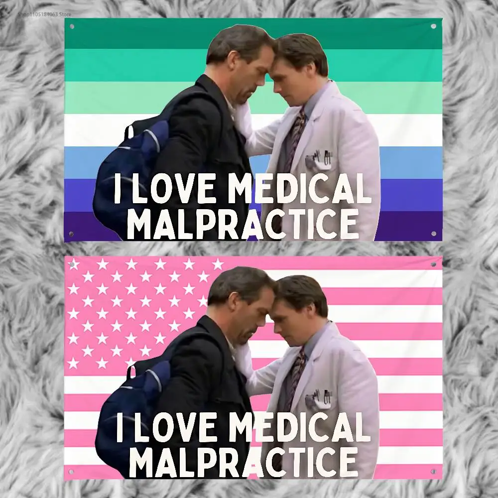 H-House Wilson I love medical malpractice Flag Tapestry Banner For Bedroom Outdoor Living Room Restaurant Bar Wall Decor Party
