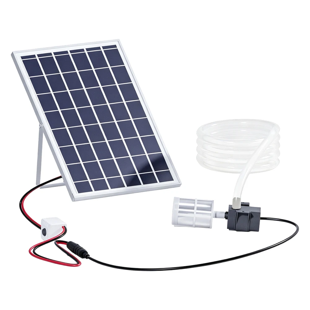 9V 10W Solar Panel and 12V Submersible Pump for Day-Use For Outdoor Water Features Including Fountains and Ponds