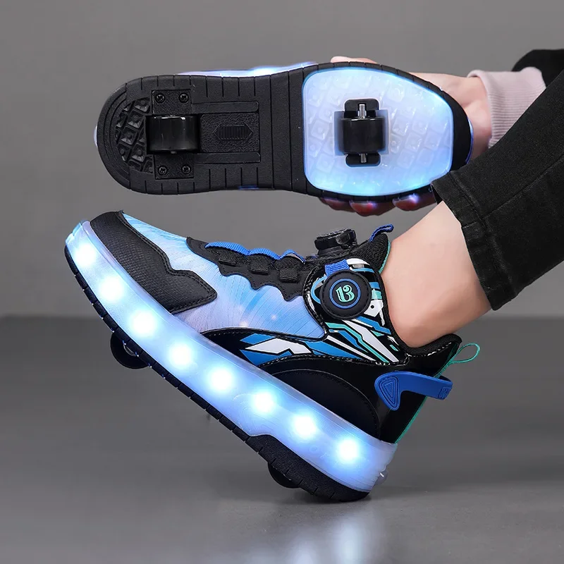 Invisible Bottom Flying Shoes with Wheels Hot Sale Of The Season Unisex Kids' Double Wheel Walking Shoes Roller Skates Entertain