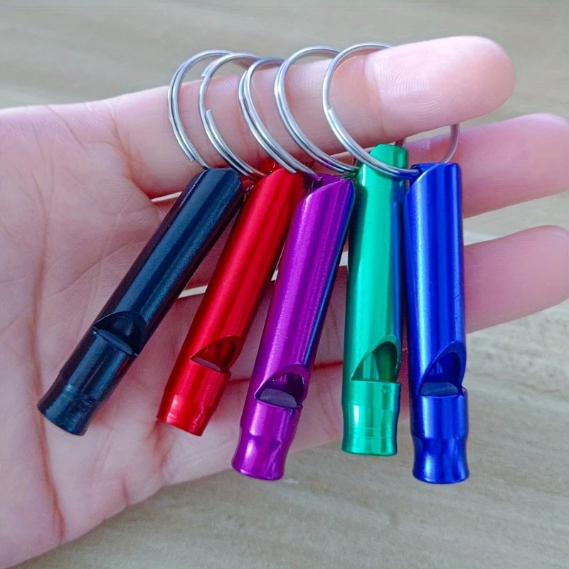 صفارة نجاة للطوارئ من الألومنيوم 5/10 مع سلسلة مفاتيح - للتخييم والمشي لمسافات طويلة والصيد والرياضة ومعلم الصالة الرياضية وتدريب الكلاب #4