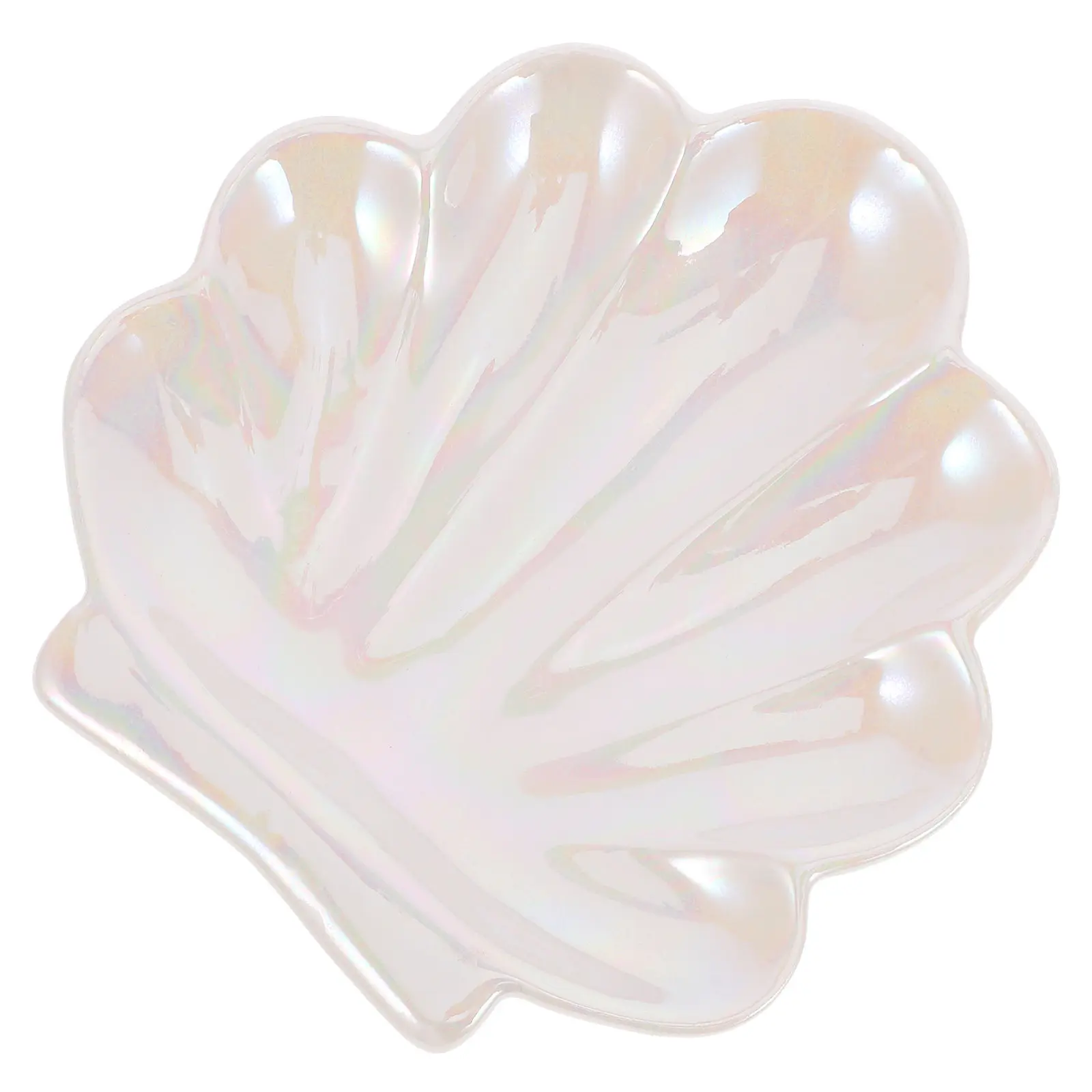 Handcrafted Ceramic Shell Jewelry Ring Dish Trinket Tray Decorative Jewelry Holder for Bedroom Home Hotel Dorm Dressing Table