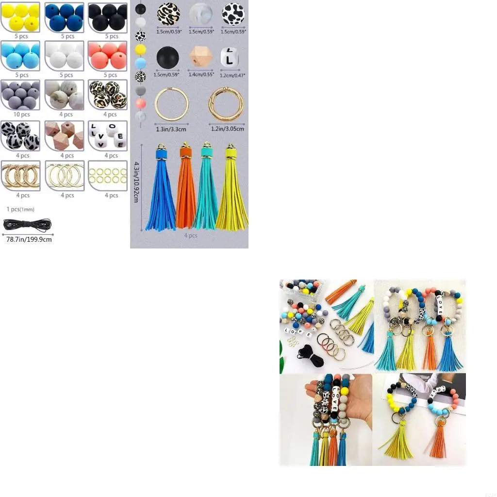 

Набор для изготовления силиконовых бусин с кисточками, многоугольные деревянные бусины для изготовления брелков