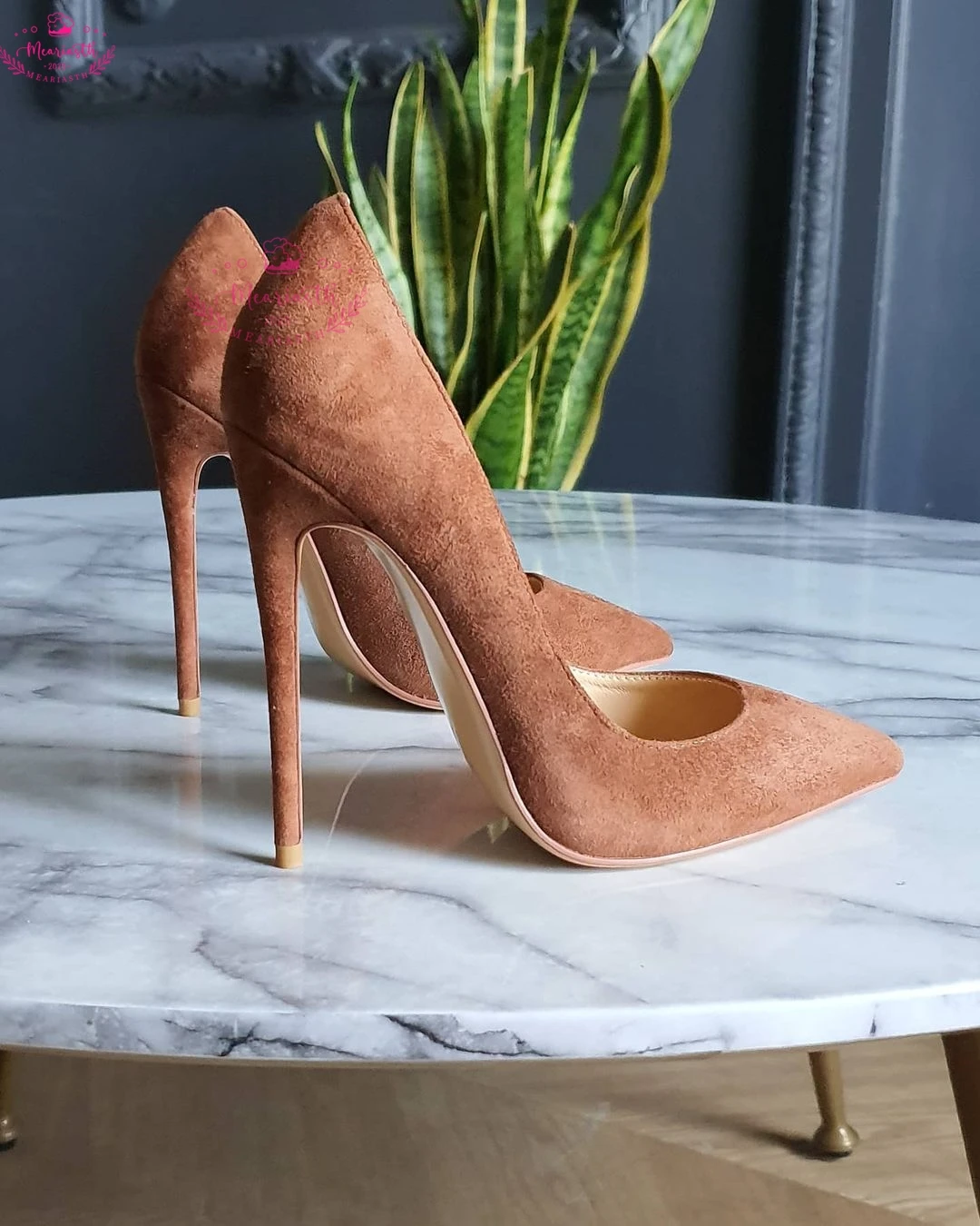 Escarpins à talons aiguilles pointus en cuir suédé pour femmes, chaussures provoqué à enfiler, talons hauts, bleu, vert, rose, sexy, grande taille 43, 12cm, 2023