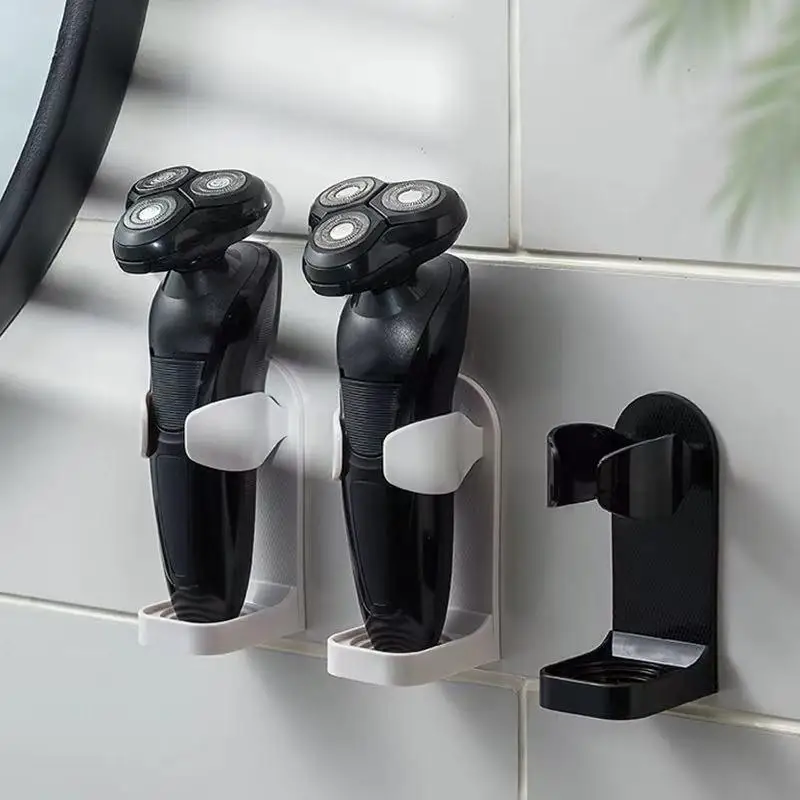 Self Adhesive Wall Mounted Razor Holder, Punch-Free Traceless Shaver & Toothbrush Storage Organizer Rack Grooming