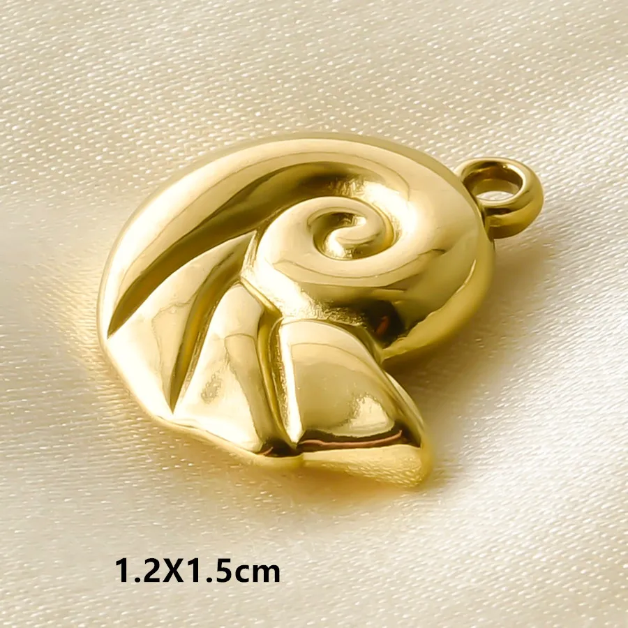 3/5 Stück/Set Meerestier-Anhänger in Goldfarbe mit Öltropfen-Effekt, Seestern, Muschel, Fisch, Edelstahl-Anhänger für Schmuckherstellung, DIY-Armbänder – Detail 4
