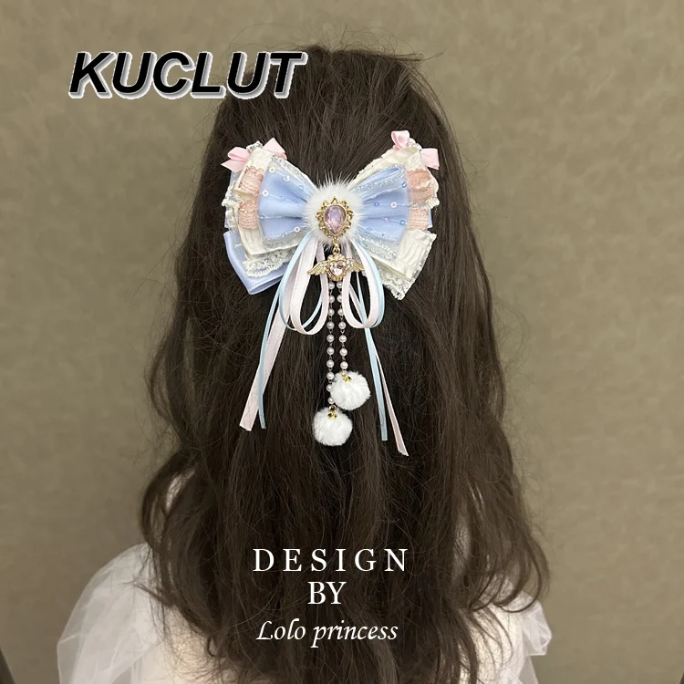 Accesorio de Cosplay para niña, accesorios para el cabello de moda Lolita para mujer, tocado nuevo dulce y bonito, pinza para el pelo con lazo hecha a mano