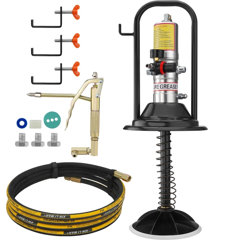 Grease Pump 50:1 Pressure Ratio Air Operated with 13ft Hose Barrel Cap and Lubrication 360° Grease Gun Head for Cars