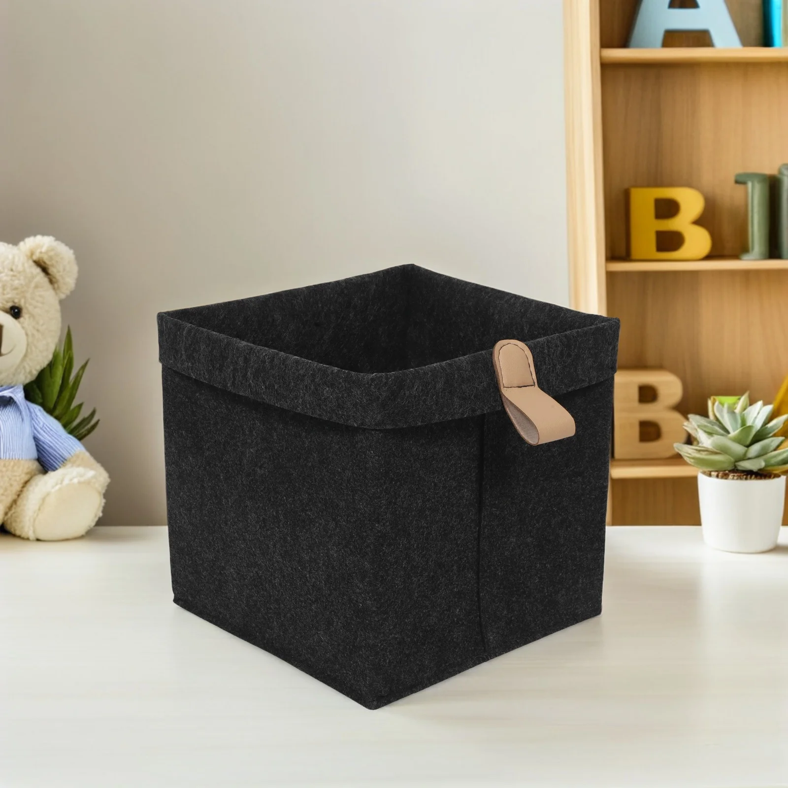 

6Pcs Felt Foldable Storage Organizers Collapsible Baskets Dark Grey for Closet Nursery Bedroom Office Clothes Laundry