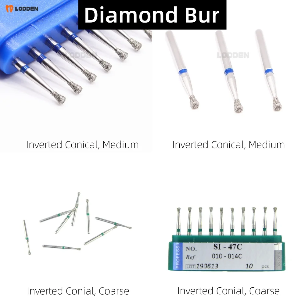 10pcs Dental Rotary things Diamond Burs Inverted Conical/ SI-series Drilss Durable and Valuable for Dental Surgery