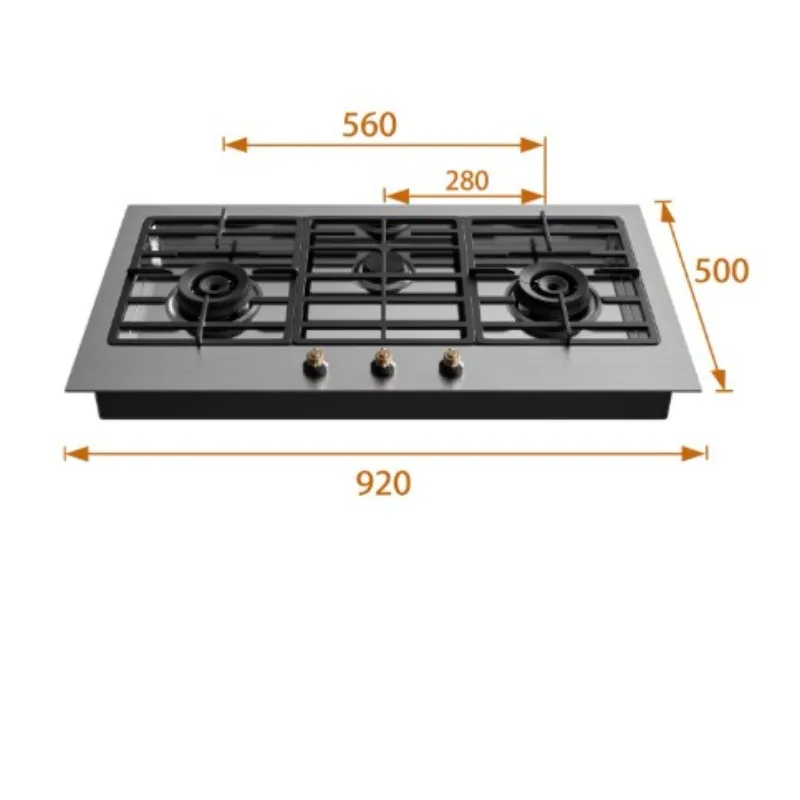 Sunken three-eye stove Gas stove Embedded double stove Retro stainless steel gas stove Natural gas stove