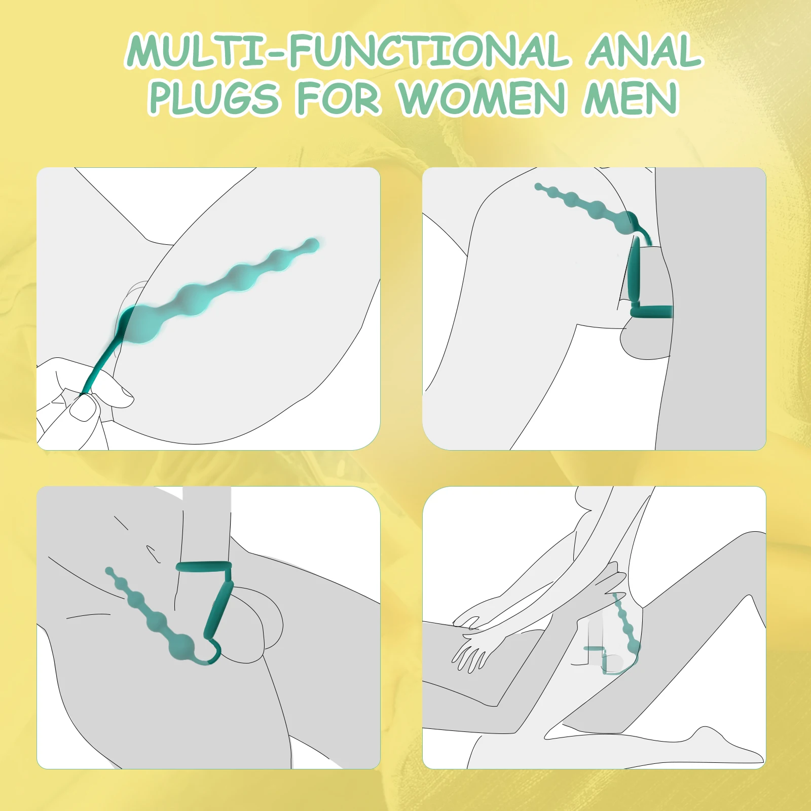 Anal Beads Butt Plug with Penis Cock Rings Men Prostate Massager Anal Plug Bullet G Spot Stimulor Adult Sex Toys for Women