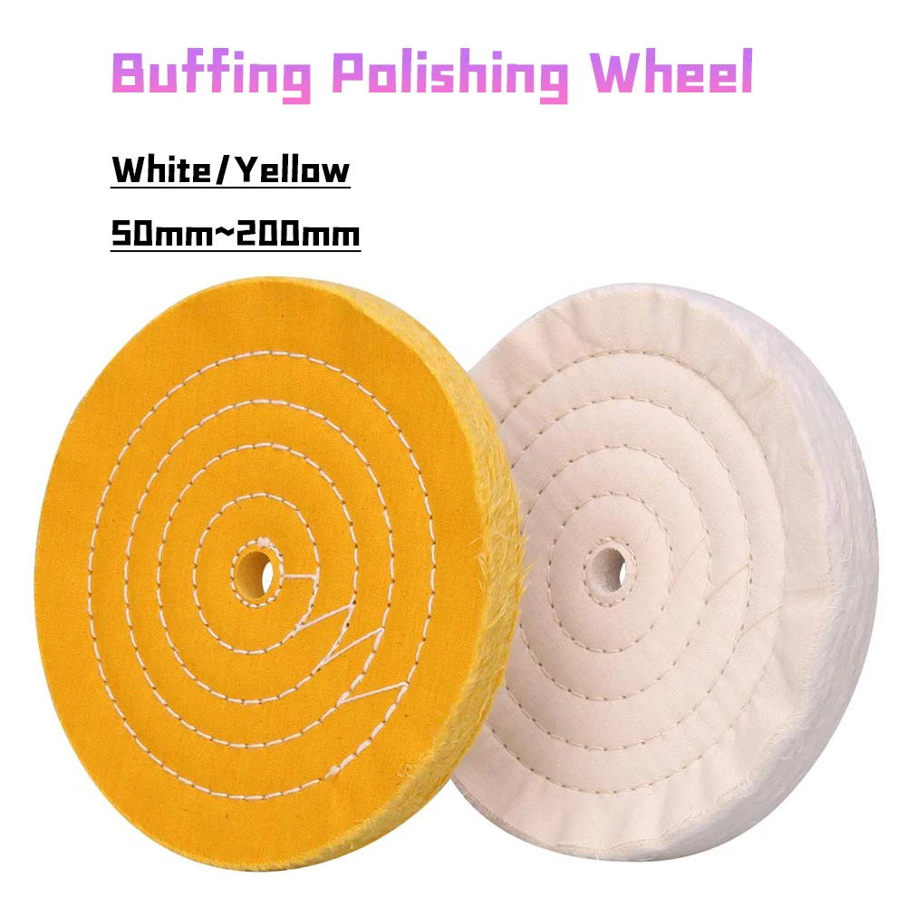 Buffing Polishing Wheel for Bench Grinder Buffing Wheel 3~8 inch 50~200mm White/Yellow For Polishes Jewelry Glass Tools and More