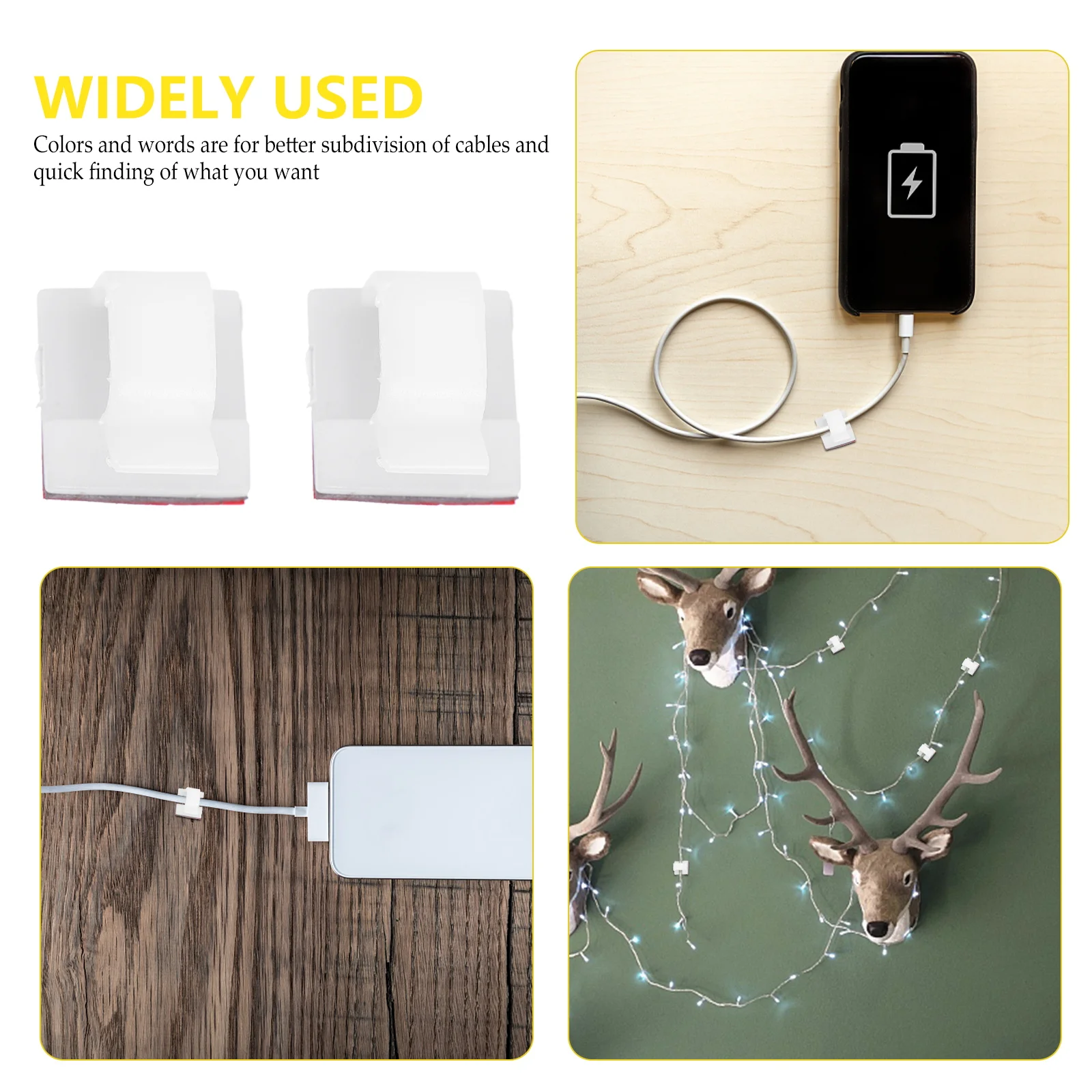 

120 Pcs Cable Clamp Holders Adhesive Bracket Clamps Wire Organizer Clips Data Plastic Management