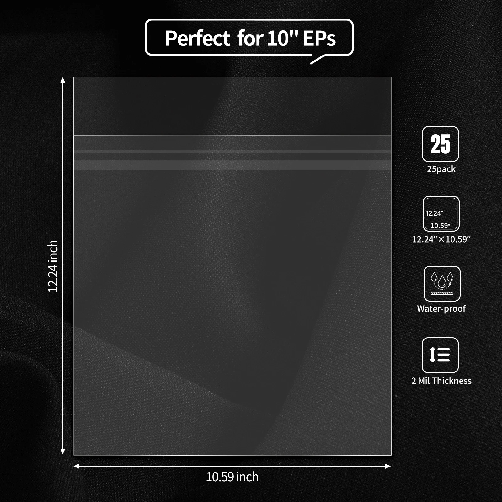 25/50PCS  10inch Clear Resealable Outer Sleeves 4 Mil Plastic Vinyl Record Sleeves for 10\'\' Record Cover Vinyl Protect Outer Bag