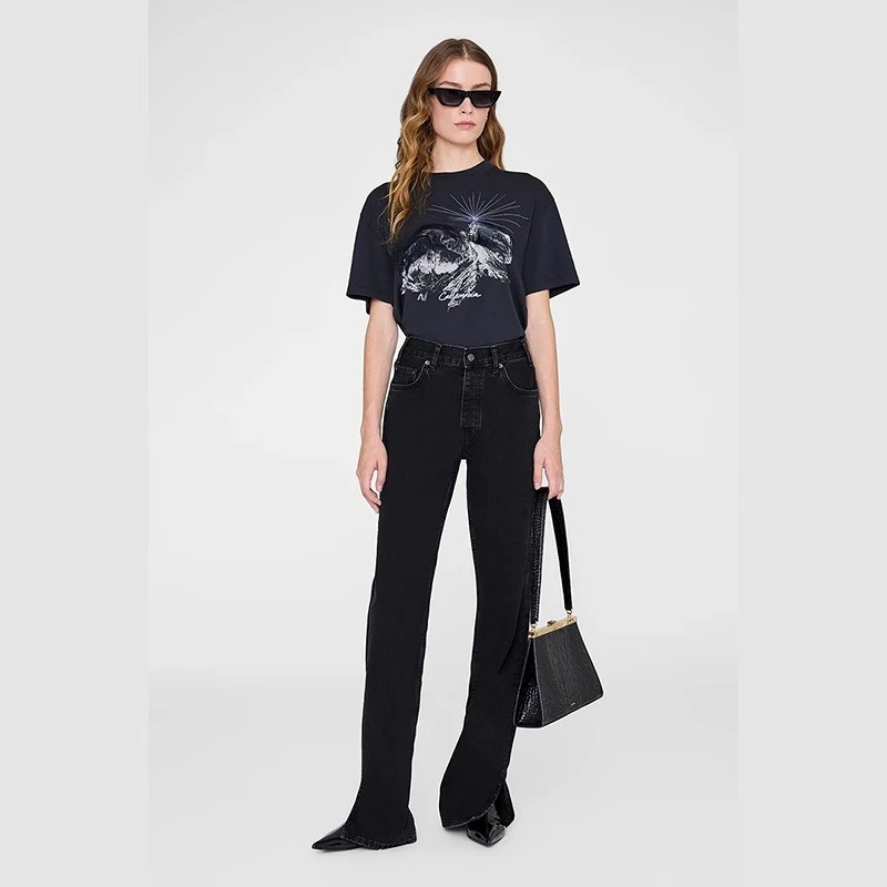 26 Early Spring New Landscape Letter Print Crew Neck Cotton Short Sleeve T-Shirt