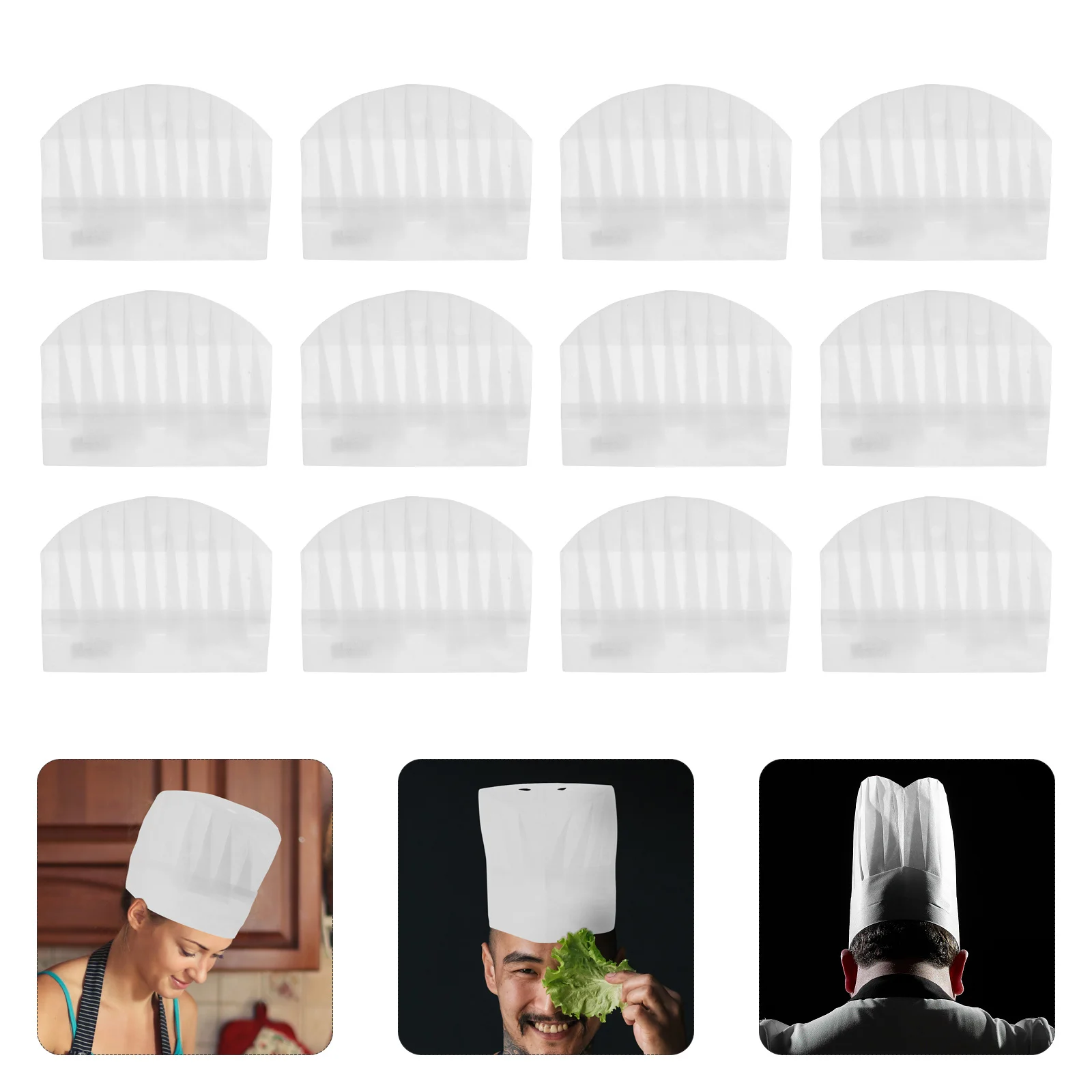 

20Pcs Non-Woven Disposable Chef Hats White Cooking Kitchen Hats for Restaurant Catering Uniform Disposable Chef Hat