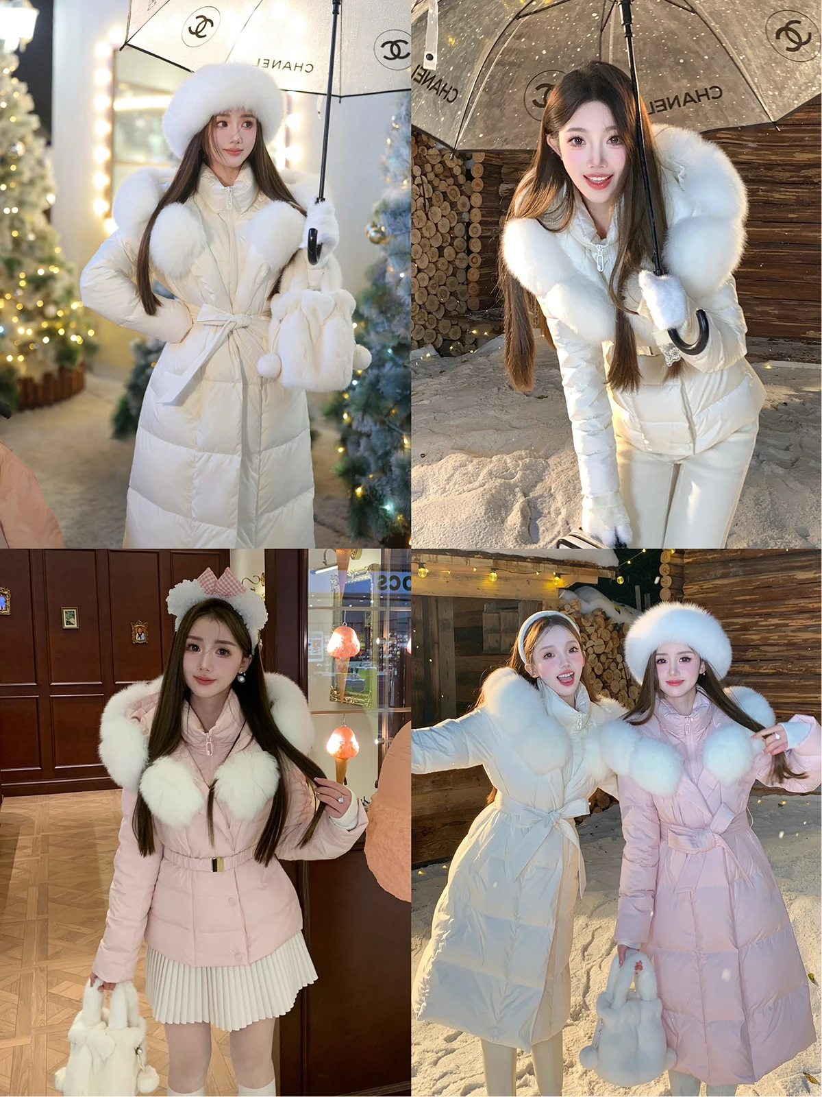 

Пуховик Du down Jaet с большим меховым воротником, средней длины, 90% белый пух, для девочек, зимний, Ice Came Winter Tra