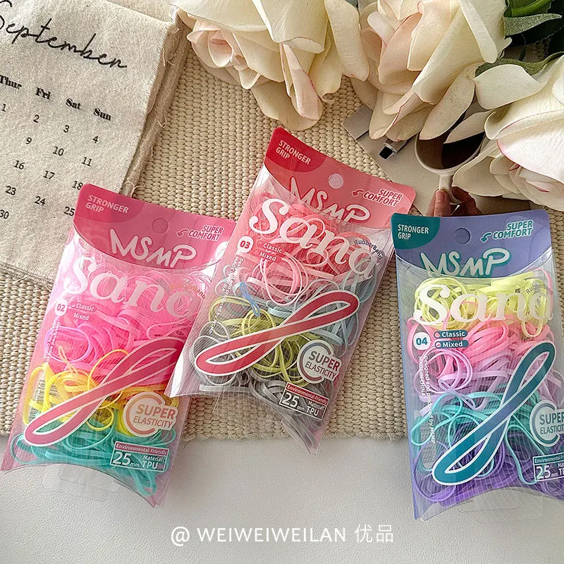 العصابات الشعر الملونة 150 قطعة بولي TPU مطاطا عدم الانزلاق الطفل العلاقات الشعر خالية من التشابك السائبة هدية مجموعة العصابات الشعر المرنة