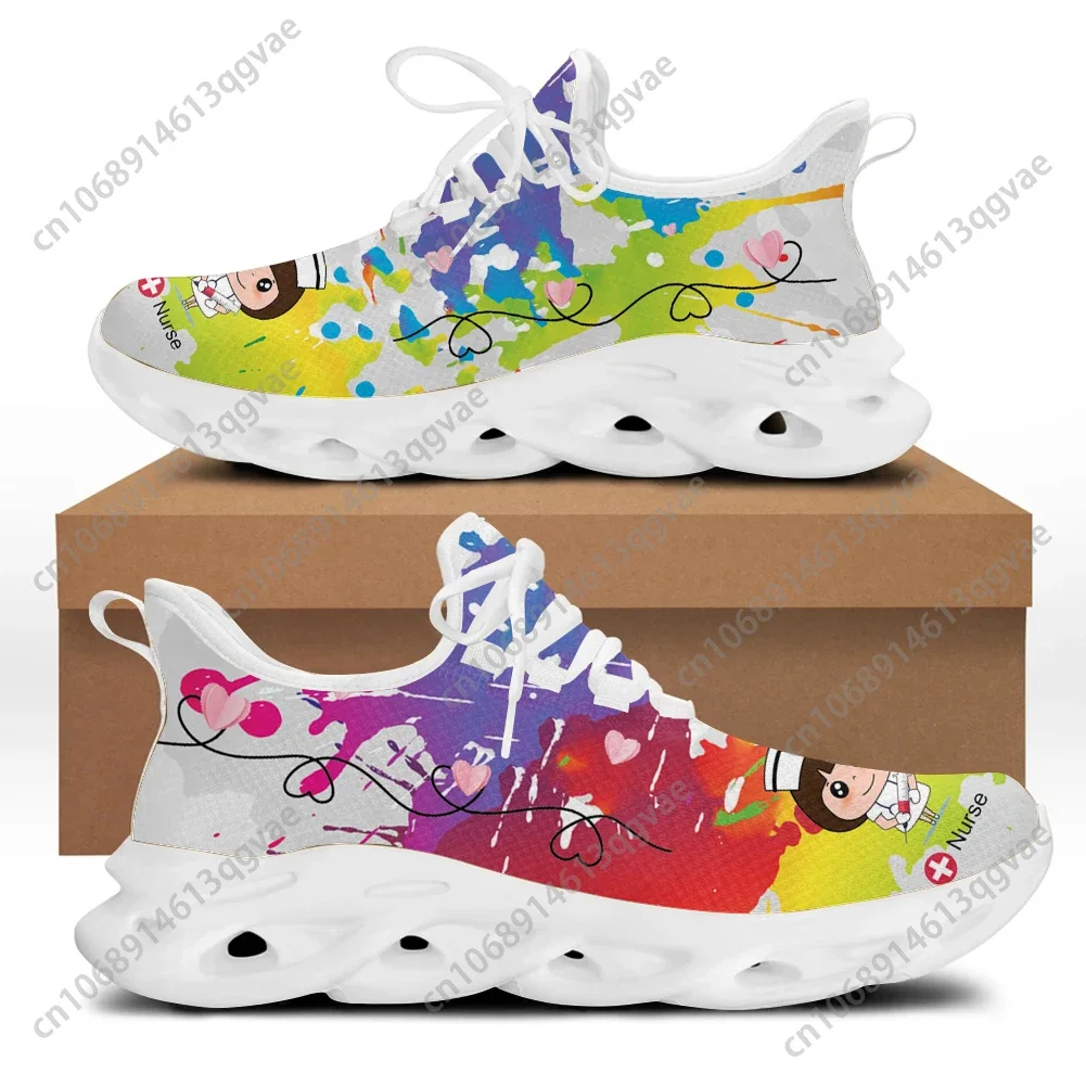 Cartoon Doctor Nurse Shoes For Women Female Flats Shoes Running Sneakers Light Mesh Ladies Footwear Chaussure Femme