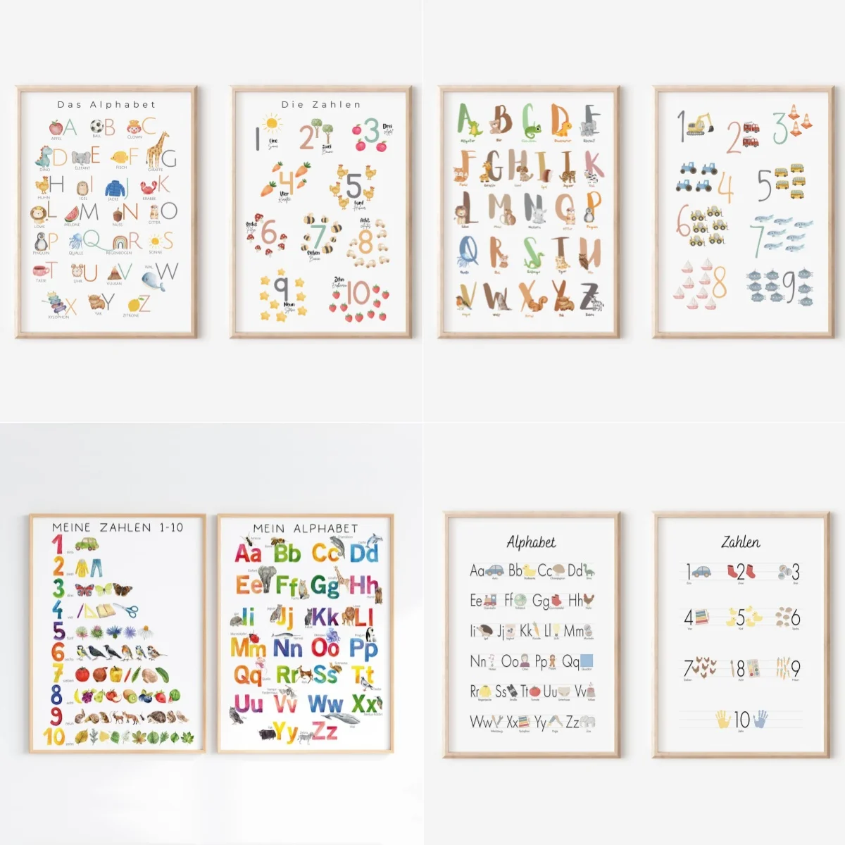 2PCS Children's Room Letter and Number Posters Alphabet Posters, Number 1To 10 Learning Posters Study Room/classroom Decorations