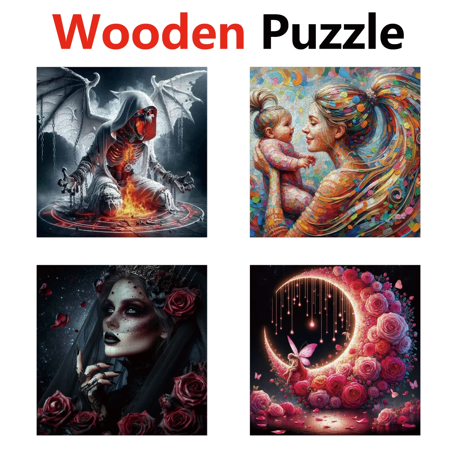 

Bat Beauty Mural Moon Animal Puzzles High Quality Jigsaw Puzzle Wooden Puzzle Best Christmas Gift
