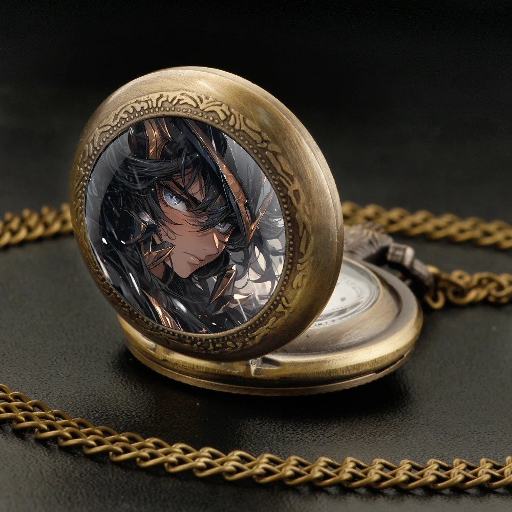 Gold Saint Design Glass Dome Quartz Pocket Watch With Durable Chain Arabic Numeral Dial For Men And Women Creative Gifts