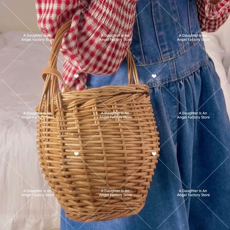 Onion Wicker Picnic Basket Shopping Collapsible Storage Bins Double Folding Flower