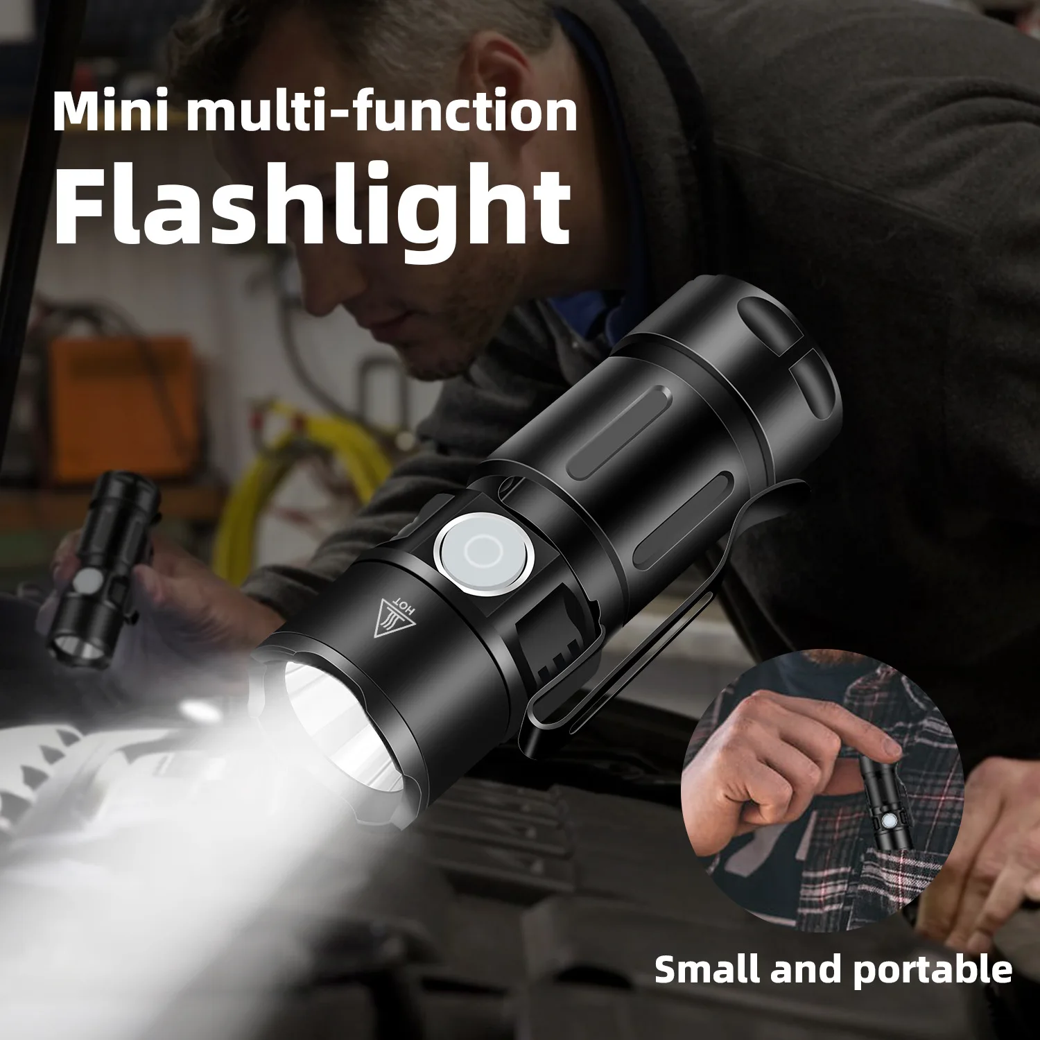 Mini Torch LED Rechargeable Flashlight Portable USB Charging Flashlight High Power Camping Waterproof Long Range Lantern