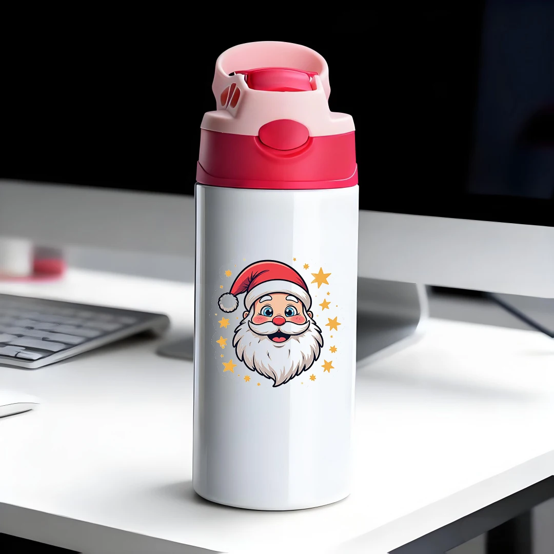 

304 stainless steel thermal cup + cartoon Santa Claus character straw cup kids' version thermal cup must-have Christmas gift