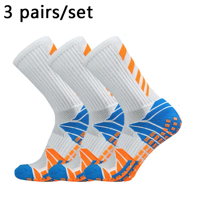 3 pairs heel X non-slip soccer socks Men wome non-slip football basketball sports grip socks 38-45 calcetines hombre futbol