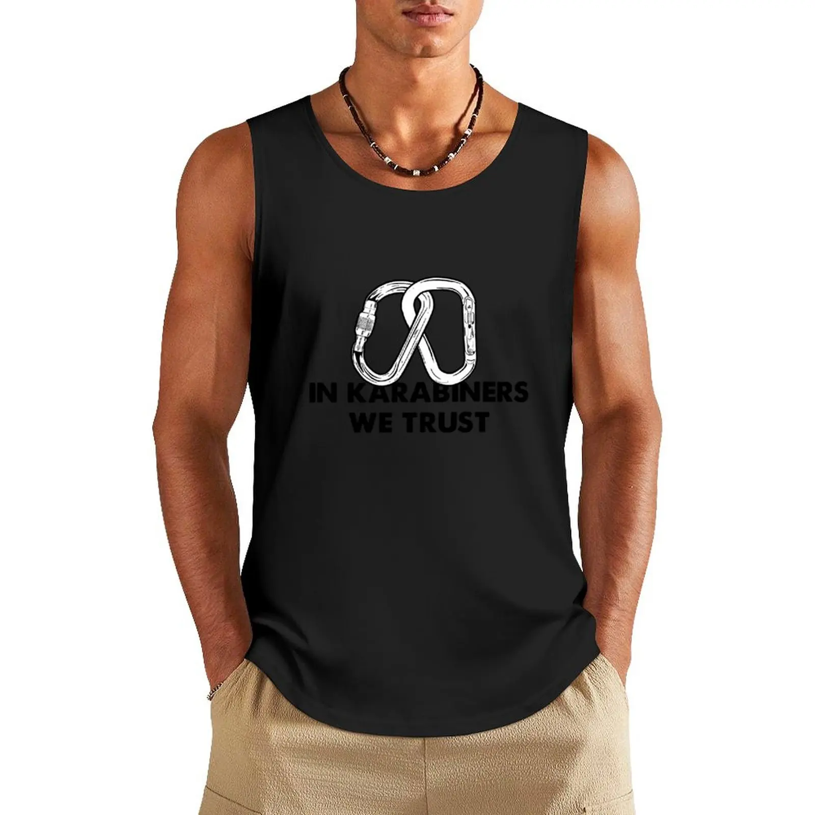 In karabiners we trust Rock Sport Climbing belay Tank Top anime gym training weight vest Male clothes