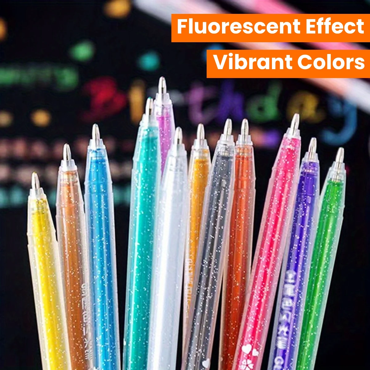 12 Color Glitter Gel Pens Set, Premium Office & School Writing Kit, Fast Drying Fluorescent Pens, 12 Pieces Per Set, Ideal Creat