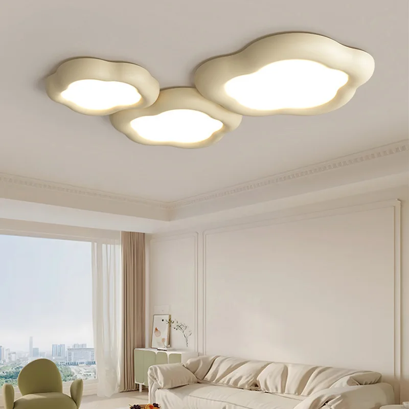 French Romance Cloud Ceiling Lamp Simplicity Bedroom Living Room Children's Room Ceiling Lights Cream Style Resin Dimming LED