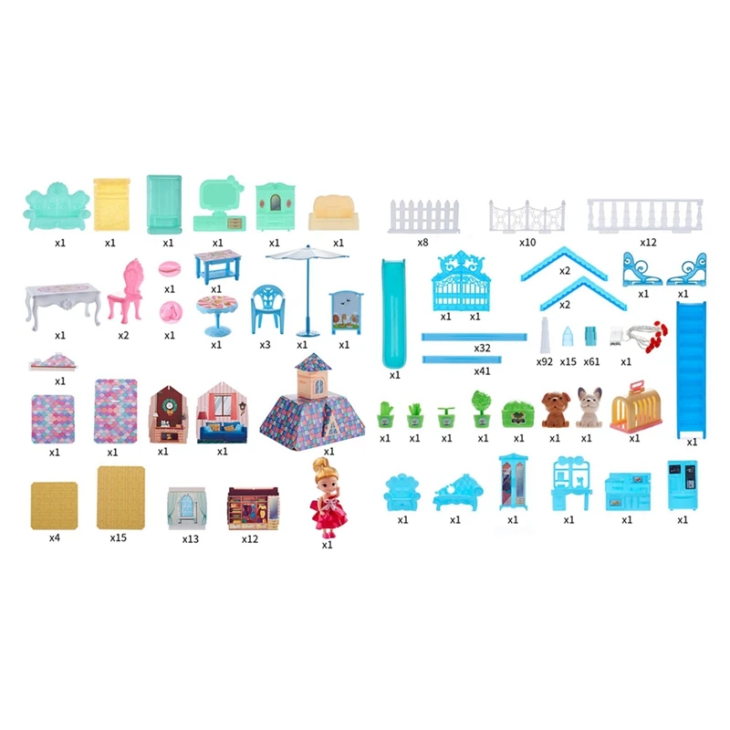 Play House Doll Children's House Villa House Girl Princess Gift Box Castle Toy DIY Game Gift