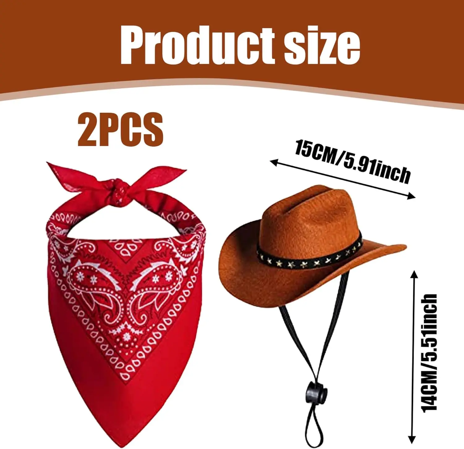 TONG-disfraz de vaquero para mascotas, sombrero de vaquero con Bandana, bufanda, Disfraces de Halloween, gorra encantadora, bufanda, 2 piezas