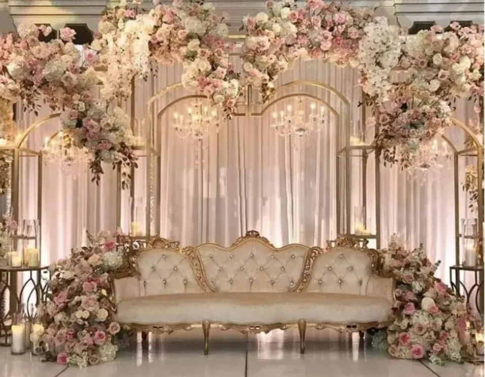 

9ft tall gold decorate wedding backdrops stand Rectangular arch Stage decoration arch