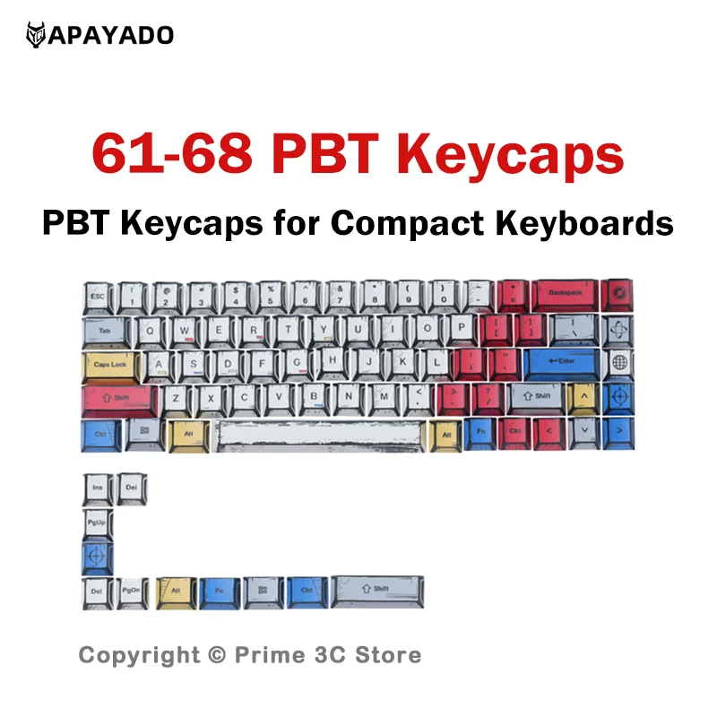 KM68 PBT Keycaps for 61 63 64 65 68 Keyboards Five-Side Dye Sublimation Mechanical Magnetic Switch Compatible