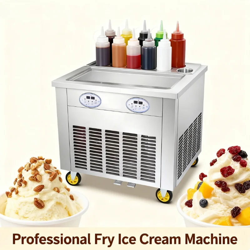 Multi Functional Large Single Plate Deep Fried Yogurt Machine Thai Commercial Deep Fried Ice Cream Roll Machine