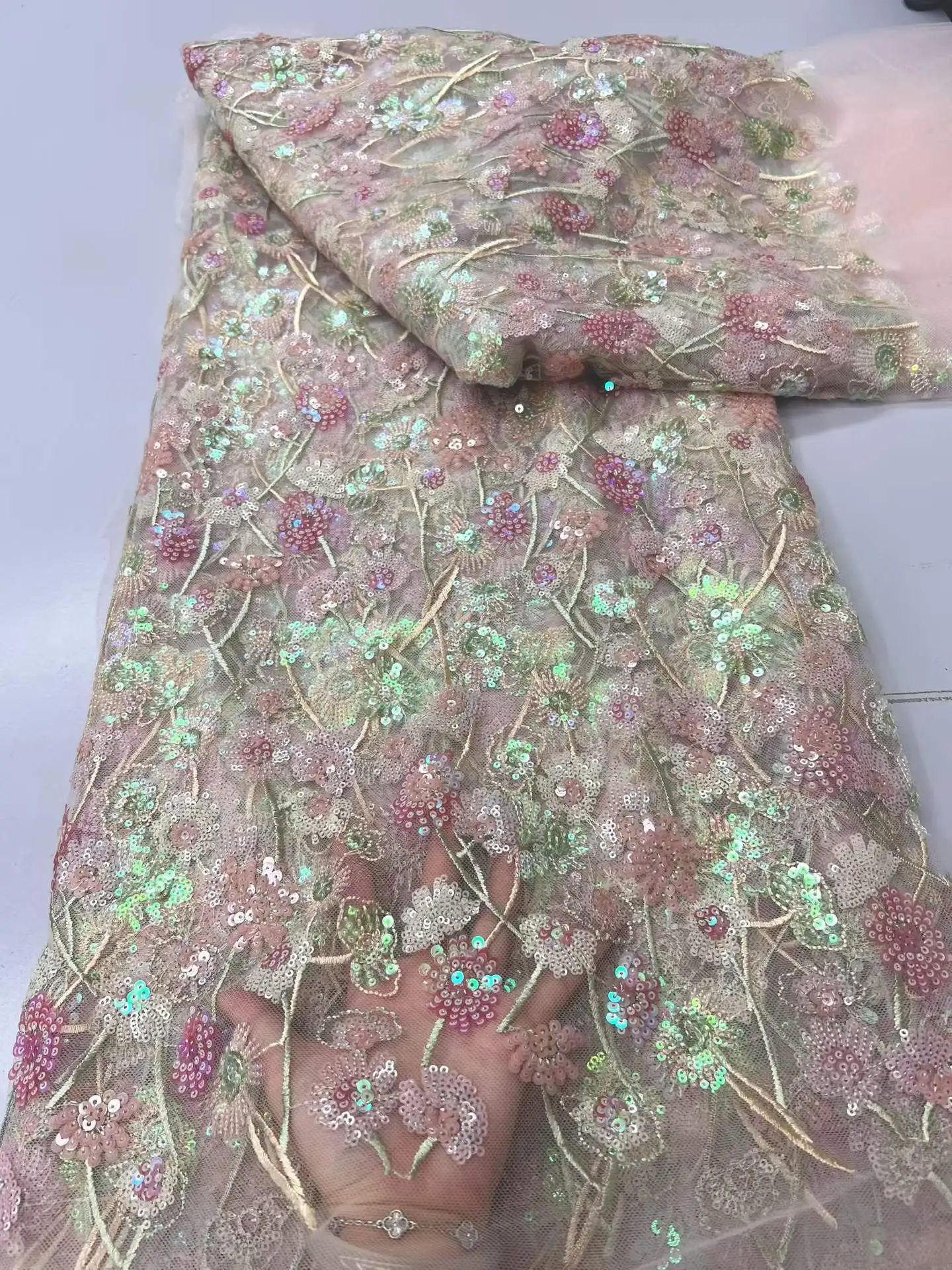 

Африканские роскошные кружевные ткани с пайетками, новейшая вышивка пайетками 2026 года, французское кружево для пошива свадебных и праздничных платьев