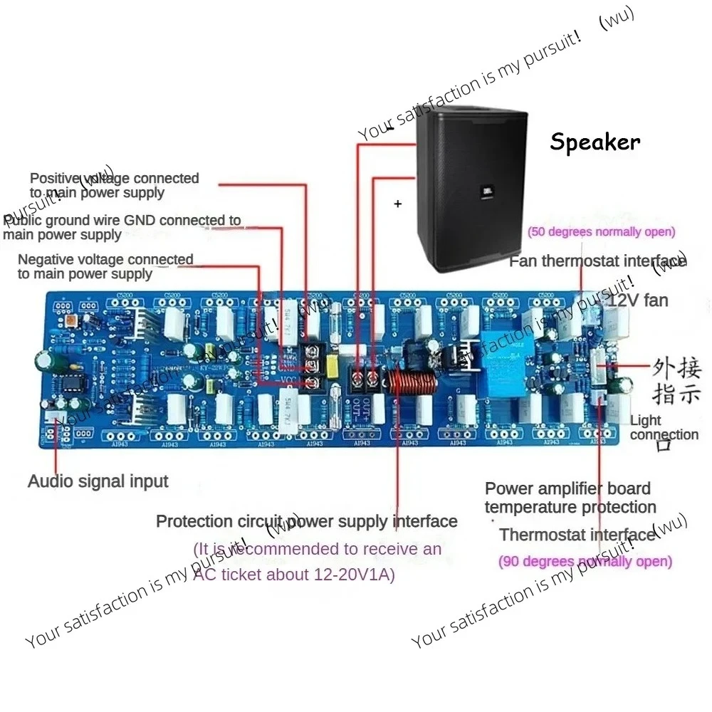 Suitable for A1943/C5200, 1500W HIFI transistor amplifier board, mono high fidelity household power amplifier +/-40V +/-125V