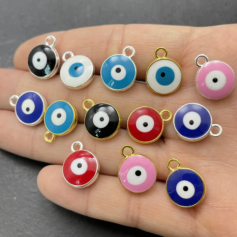 12mm 10 stücke Emaille Glück bösen Blick Charms für Armband Halskette Ohrring Anhänger DIY Schmuck Zubehör Großhandel Entdeckung