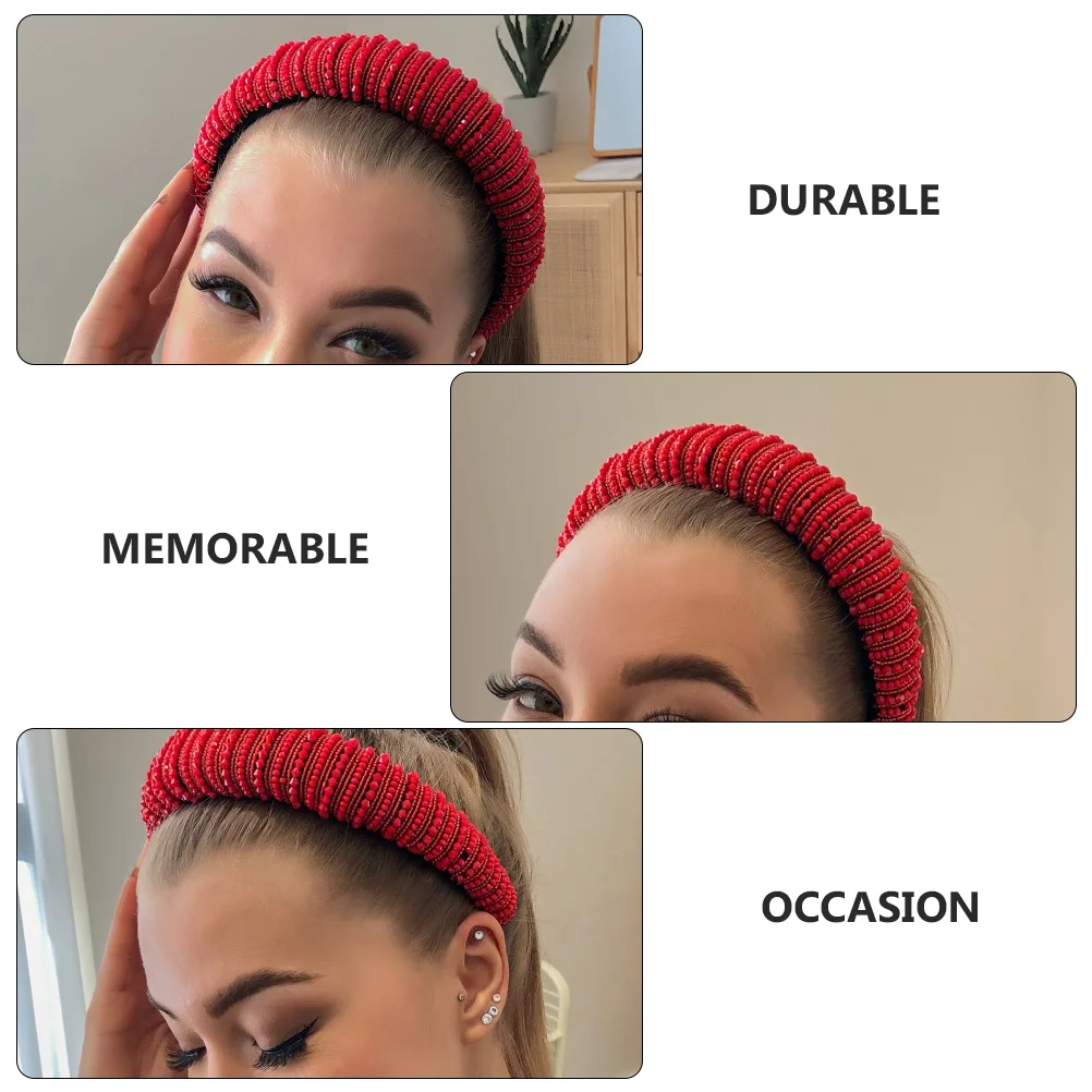 Maquiagem bandana cristal diamante feminino argola de cabelo acessórios festa headwear feminino vermelho menina banquete