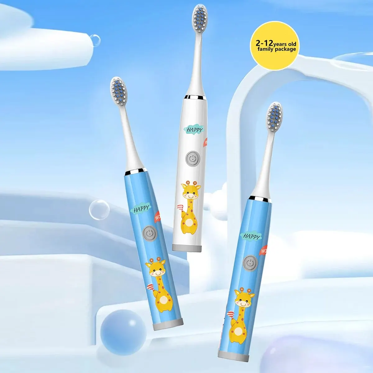 Children\'s Electric Toothbrush Colorful Cartoon Deer Series Children\'s Soft-Bristled Cleaning Brush (Battery Not Included)