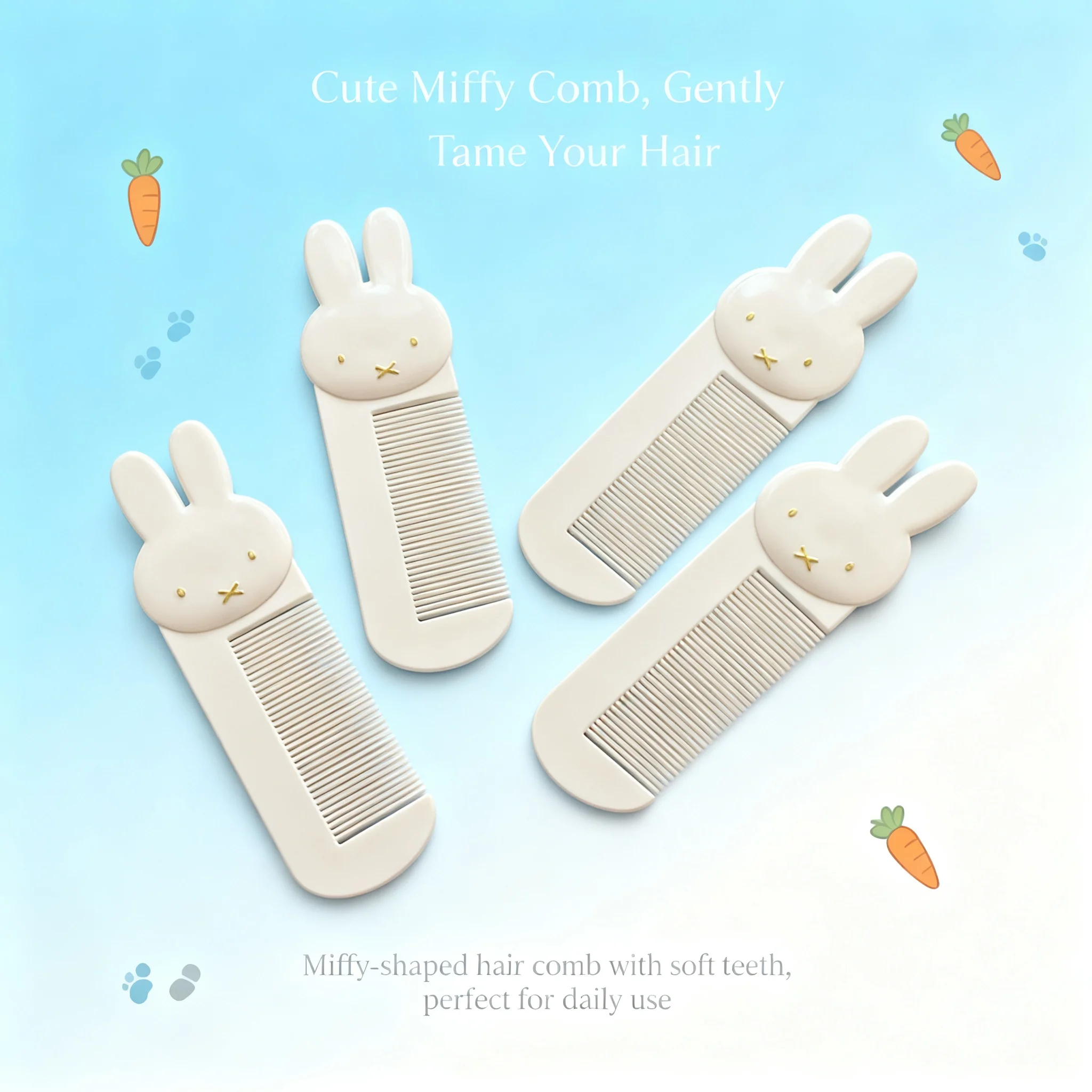 

Miffy Anti Static Dense Toothed Comb Portable Hairdressing Home Hair Comb Birthday Christmas Gift for Girl Boy Toys