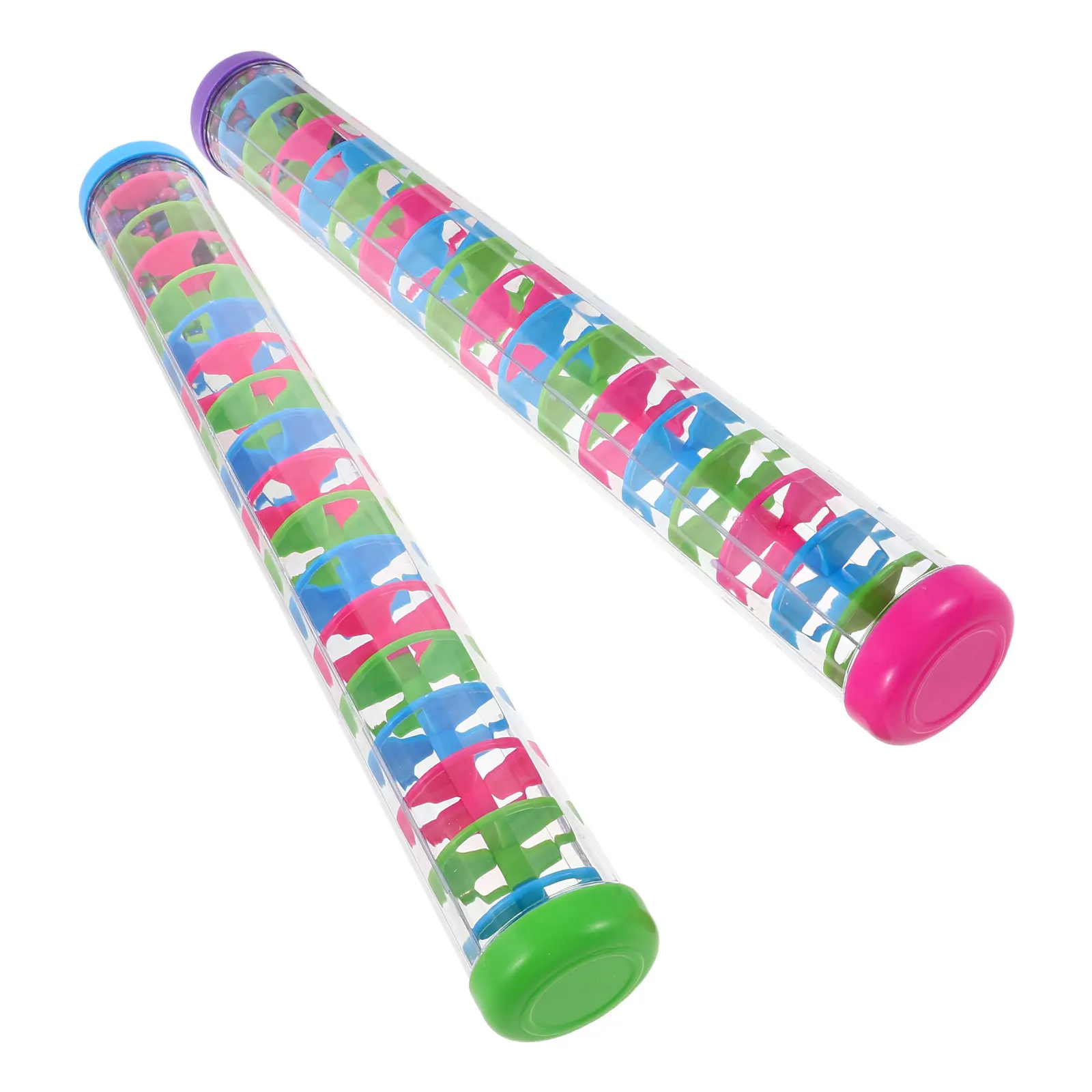 2 Piece Rain Maker Sensory Toy Spiral Plastic Percussion Musical Instrument for Toddler Cognitive Development