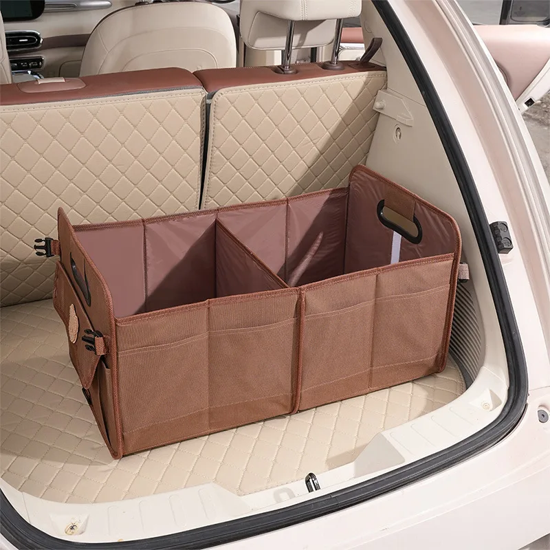 منظم صندوق السيارة ذو السعة الكبيرة - صندوق تخزين أكسفورد مقاوم للماء للتخييم/السفر |   تصميم قابل للطي مع جيوب متعددة